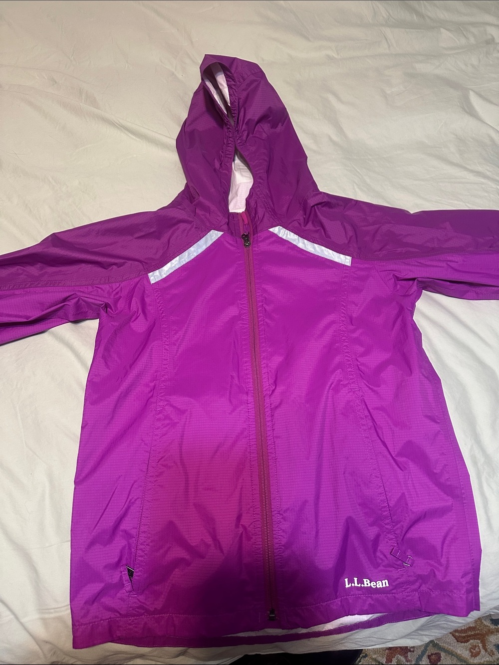 L.L. Bean Girls' Magenta Packable Rain Jacket